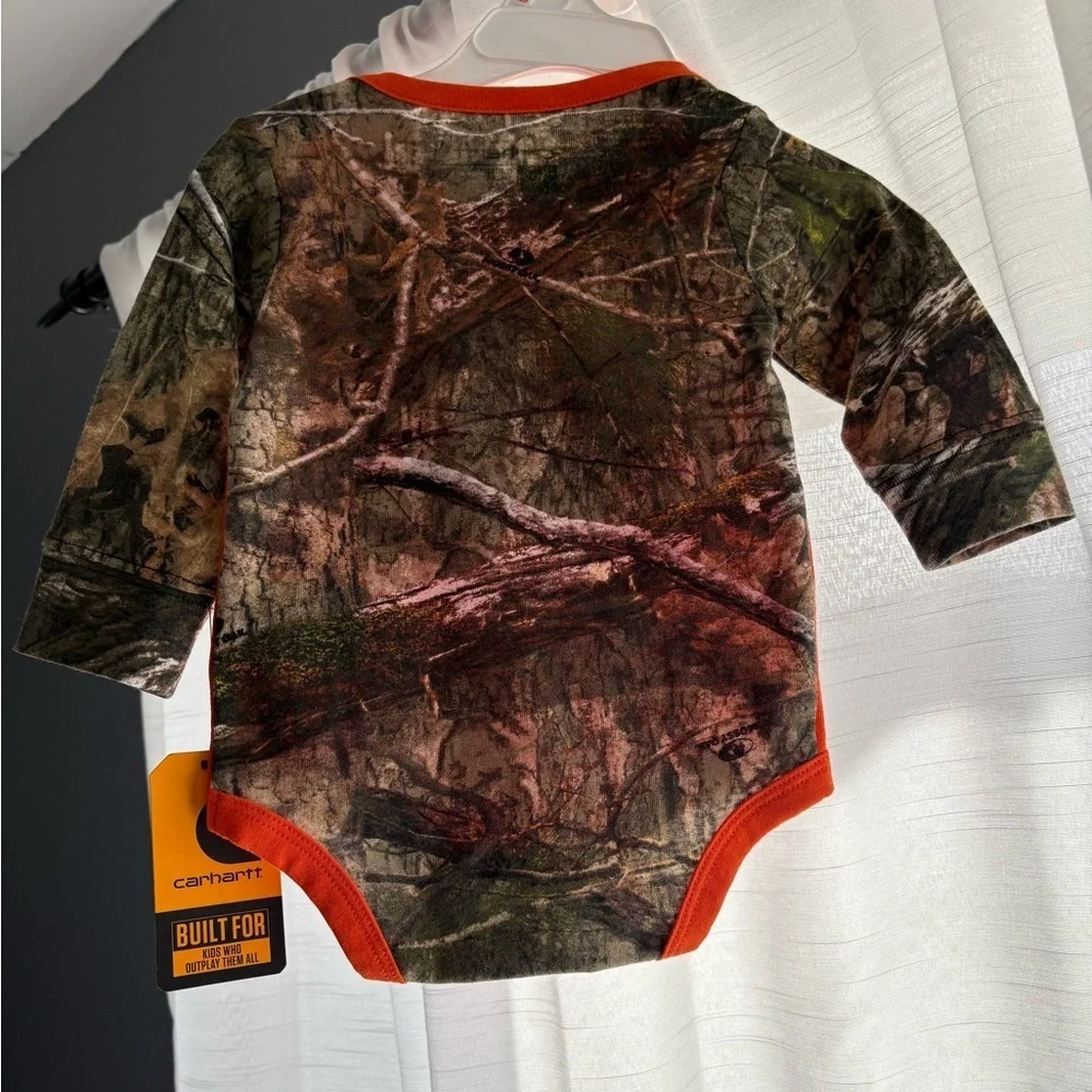 Carhartt Orange and‎ Camouflage Baby Bodysuit